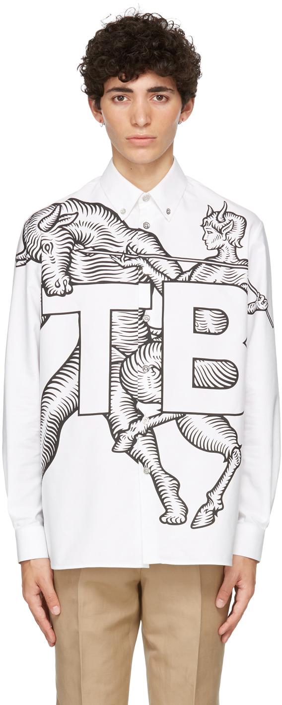 Burberry Mythical Alphabet Exploded 'tb' Motif Shirt in White for Men | Lyst
