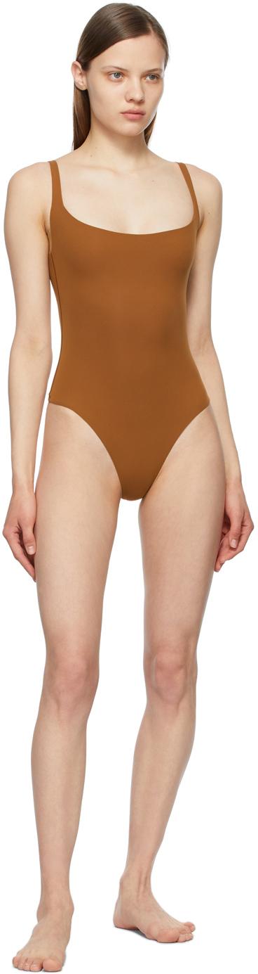 Skims Synthetic Fits Everybody Square Neck Bodysuit in Copper 