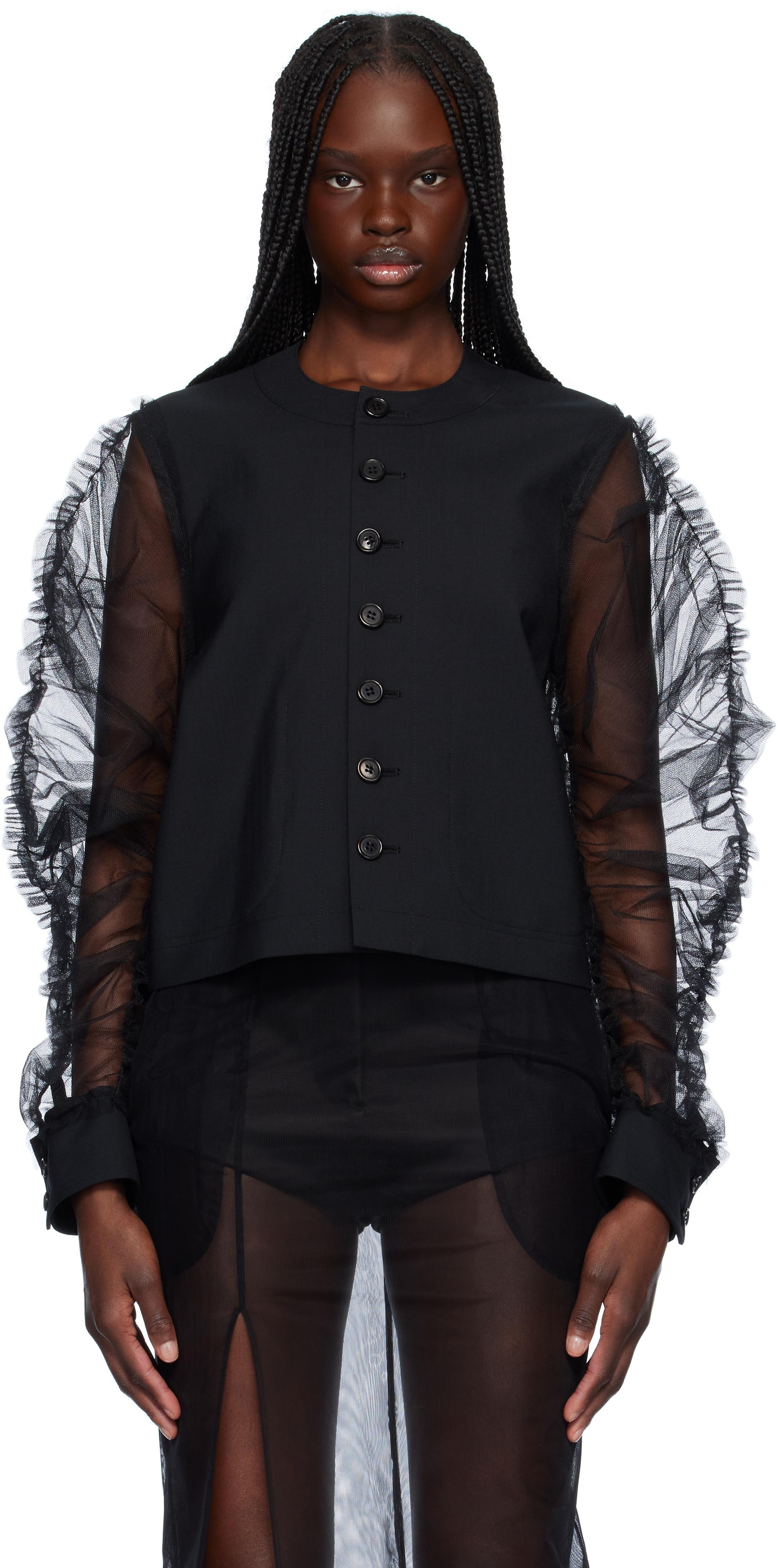 tao COMME des GARCONS / タオコムデギャルソン | AD2024 | tao / シアー レイヤードカーディガン | M | ブラック | レディース tao COMME des GARCONS / タオコムデギャルソン | AD2024 | tao