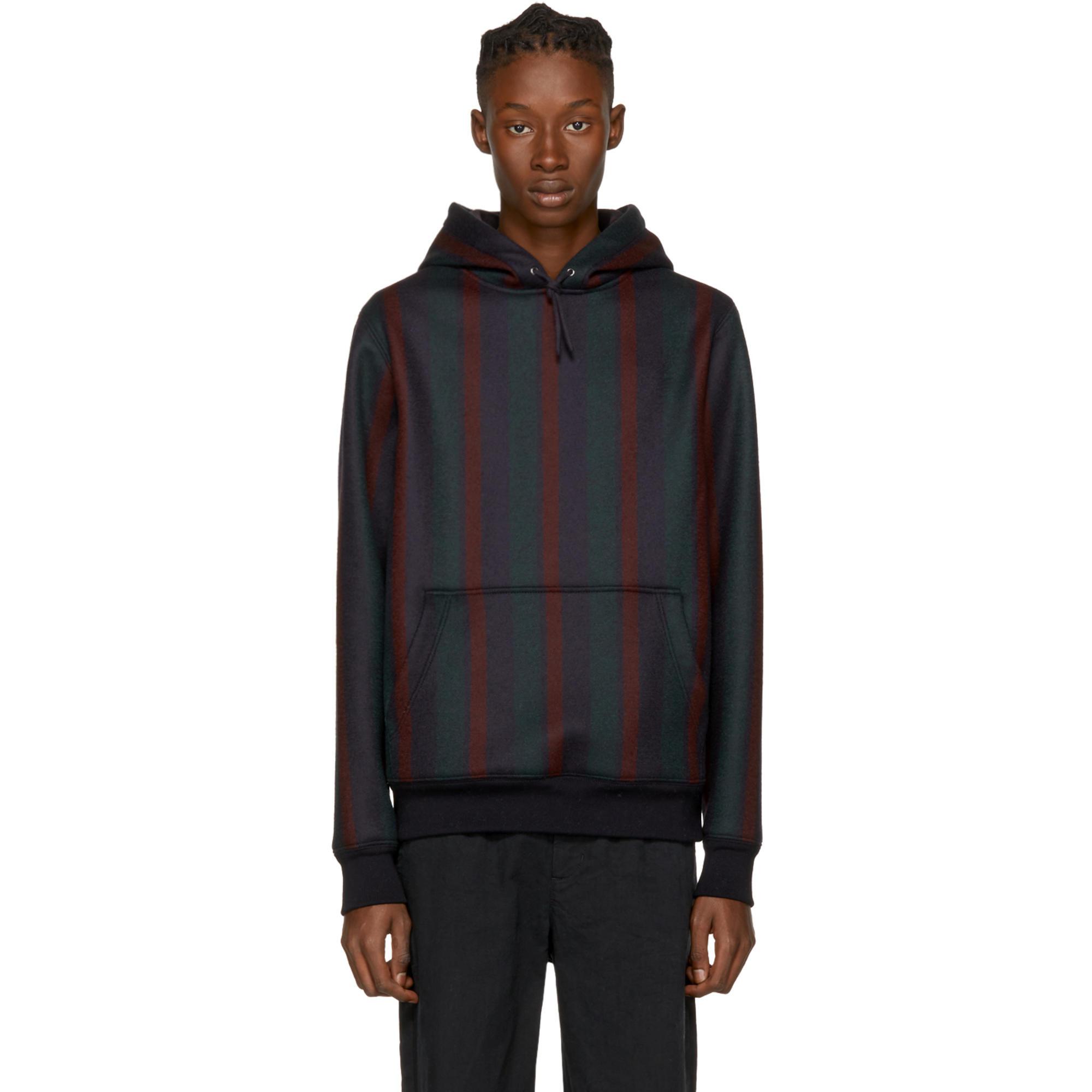 noah wool check hoodie