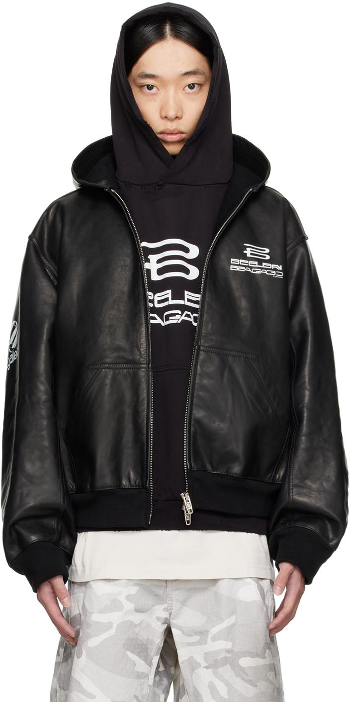 Balenciaga black leather jacket best sale