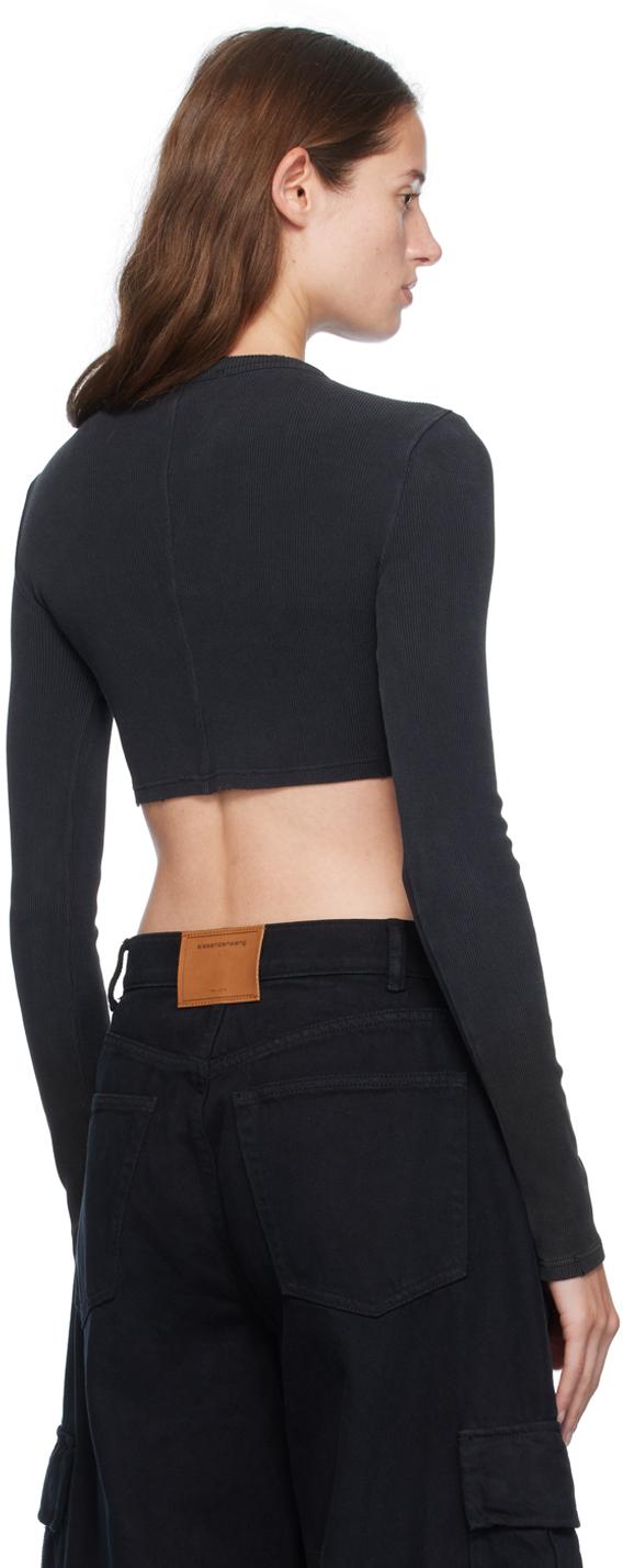 T By Alexander Wang レディース ブラック クルーネック 長袖トップス 