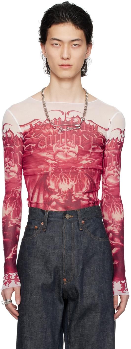 Jean Paul Gaultier メンズ レッド&ホワイト The Diablo 長袖 Jean Paul Gaultier メンズ レッド&ホワイト The Diablo 長袖