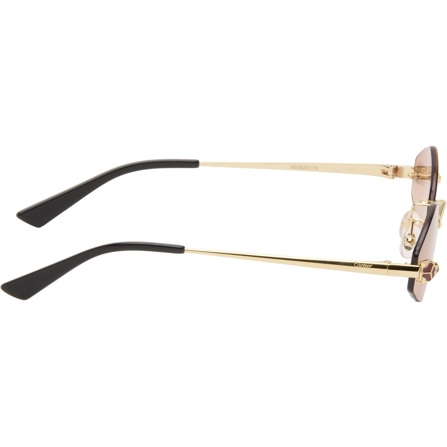 CARTIER Panthère de Cartier Geometric Sunglasses, Rimless Sunglasses $1295 Cartier Panthère Rimless Rectangular Sunglasses in Silver  main image 3