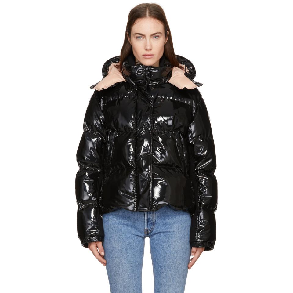 Moncler Synthetic Black Down Shiny Hooded Gaura Jacket - Lyst