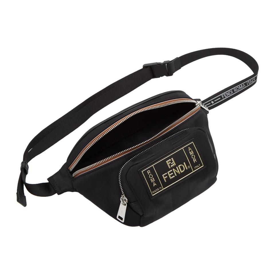 Fendi Synthetic Black Stripe Waist Bag for Men - Lyst