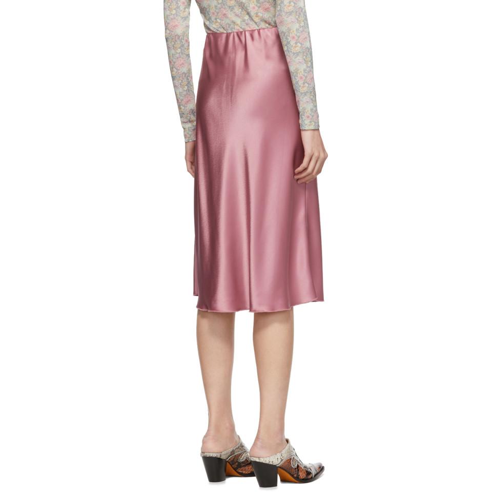 pink satin slip skirt