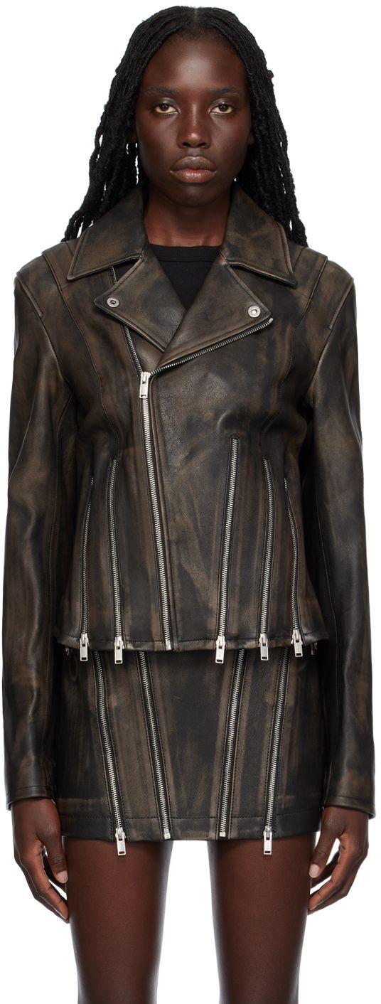 Dion Lee Black Off-the-shoulder Leather Jacket | Lyst