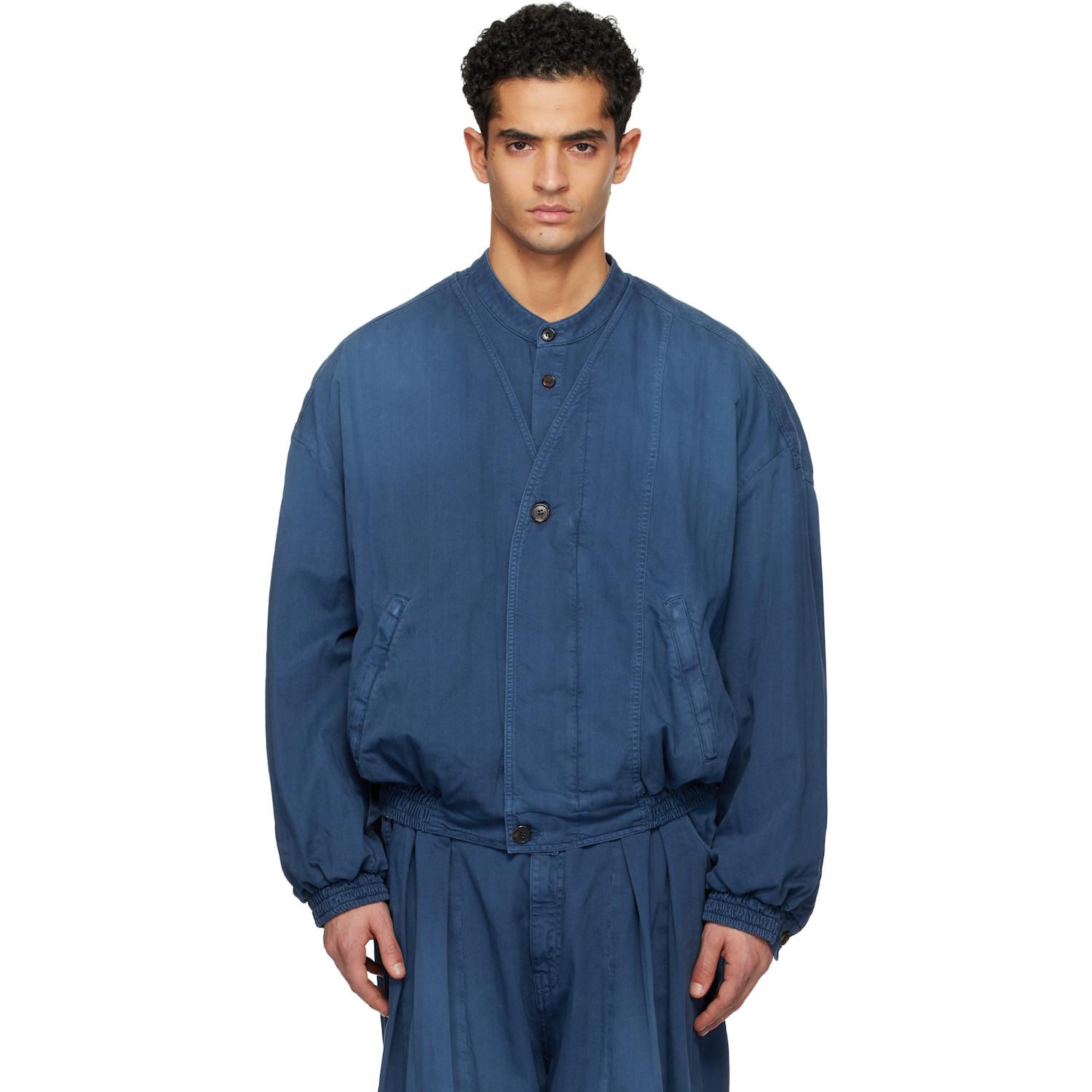 Hed Mayner Herringbone Denim Bomber Jacket in Blue for Men | Lyst