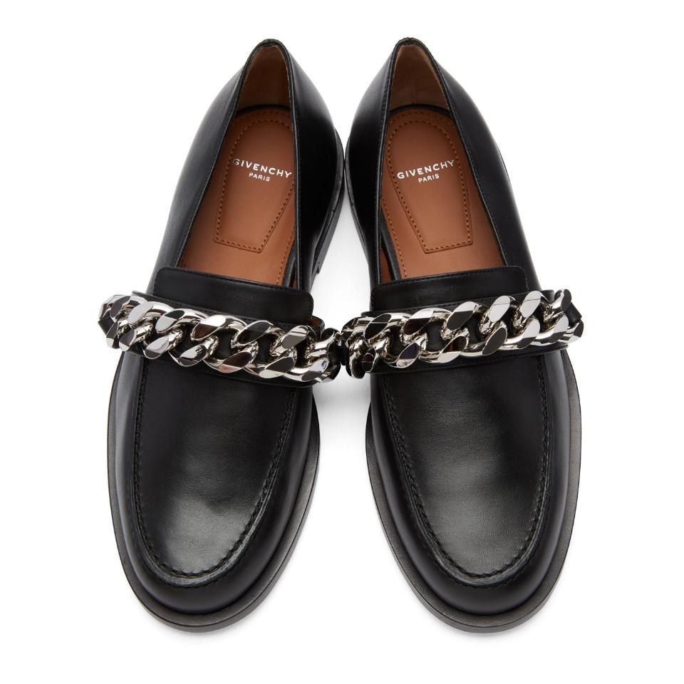 Givenchy Leather Black Chain Loafers - Lyst