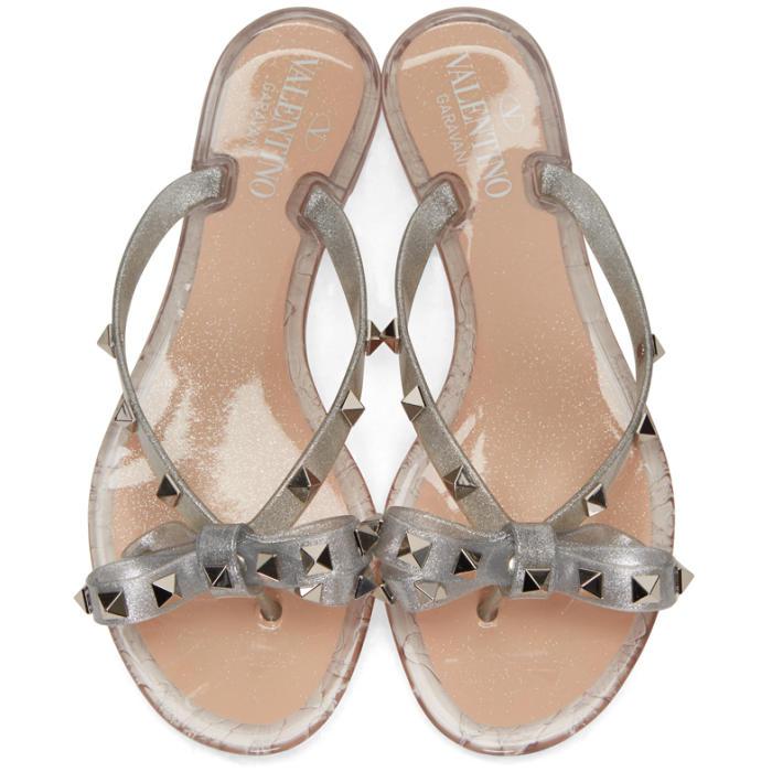 valentino silver jelly sandals