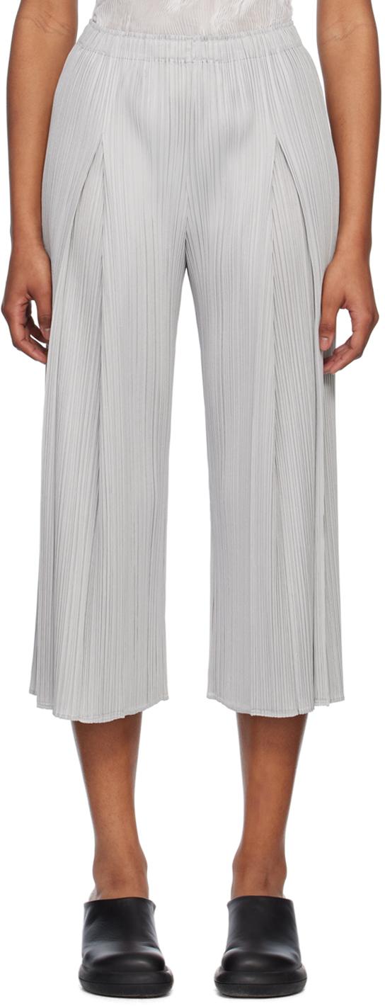 Pleats Please Issey Miyake Monthly Colors April Trousers in White