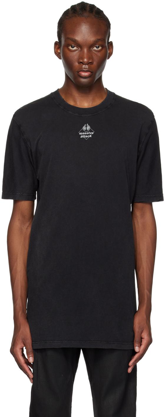 Boris Bidjan Saberi 11 メンズ ブラック グレー プリントtシャツ Tシャツ 