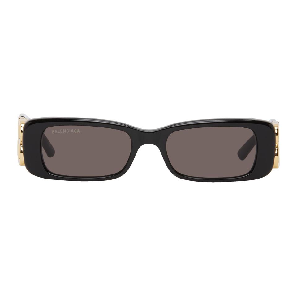 Balenciaga Black Bb Rectangular Sunglasses for Men | Lyst