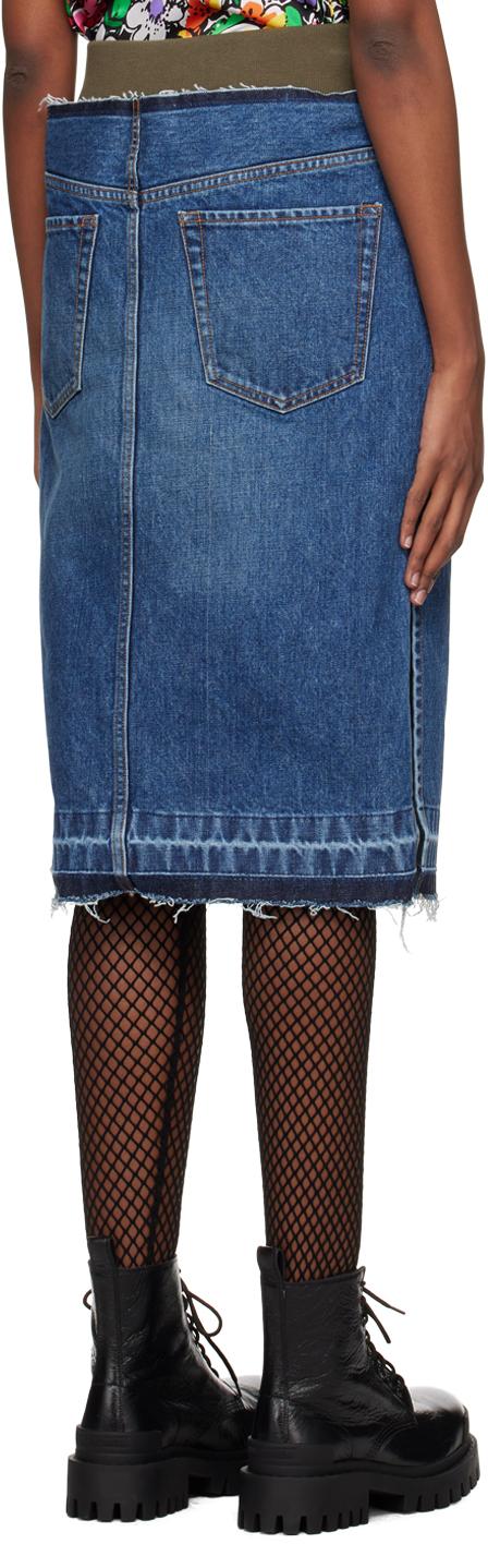 【期間限定送料無料】 Sacai レディース ブルー レイヤード デニム ミディアムスカート スカート