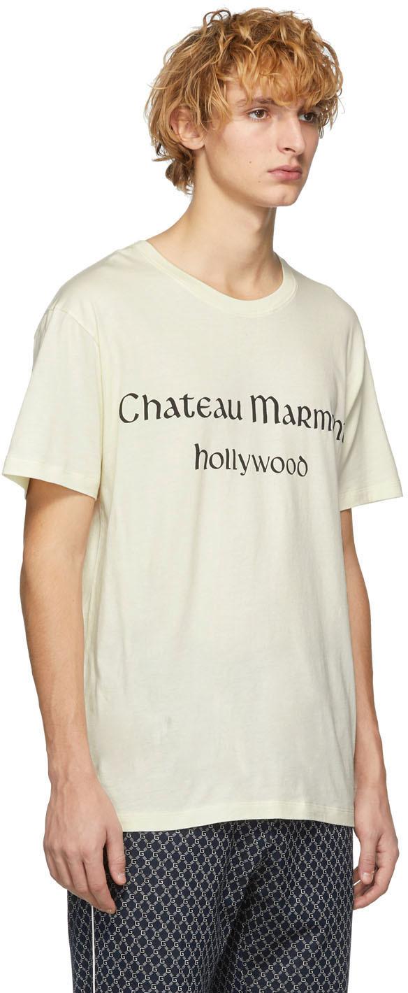 T-shirt blanc cassé 'Chateau Marmont' Gucci pour homme en coloris Blanc |  Lyst