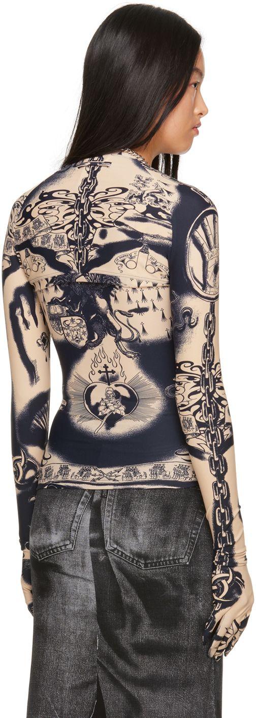 Jean Paul GAULTIER　羽織り　ベスト　タトゥー柄　刺青　ストール Jean Paul Gaultier Beige Graphic Cardigan in Black | Lyst