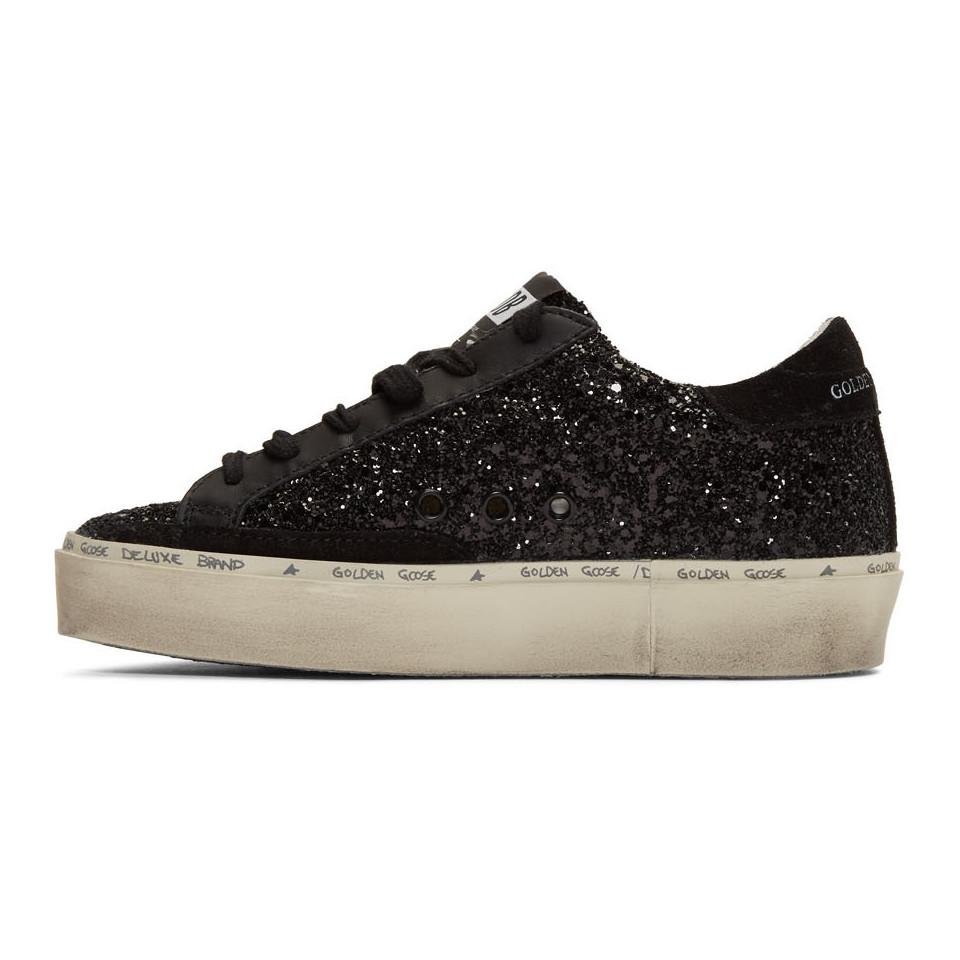 Golden Goose Deluxe Brand Suede Black Glitter Hi Star Sneakers Lyst