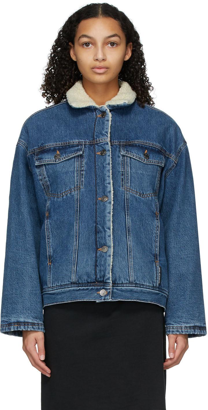 teddy sleeve denim jacket