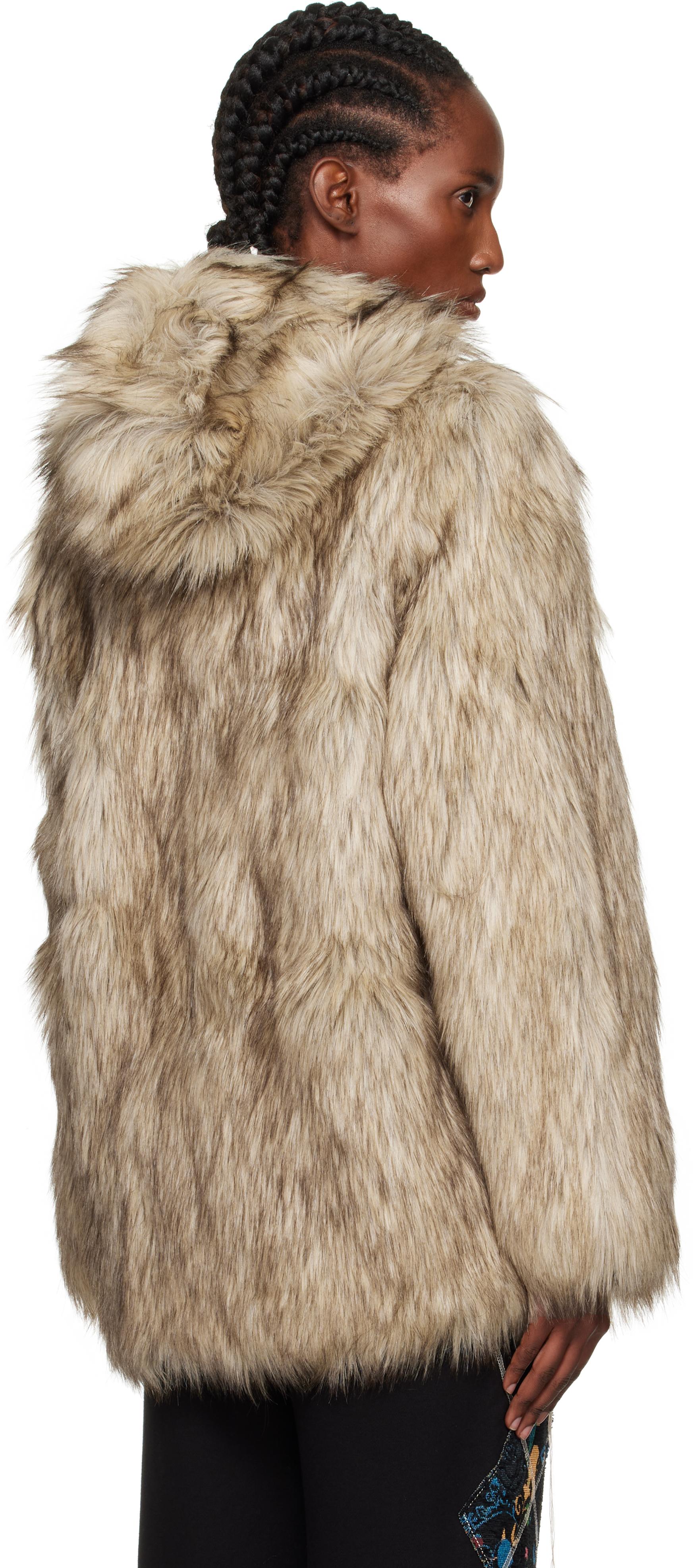 OPEN YY Hood Reversible Faux-Fur Jacket in Natural | Lyst