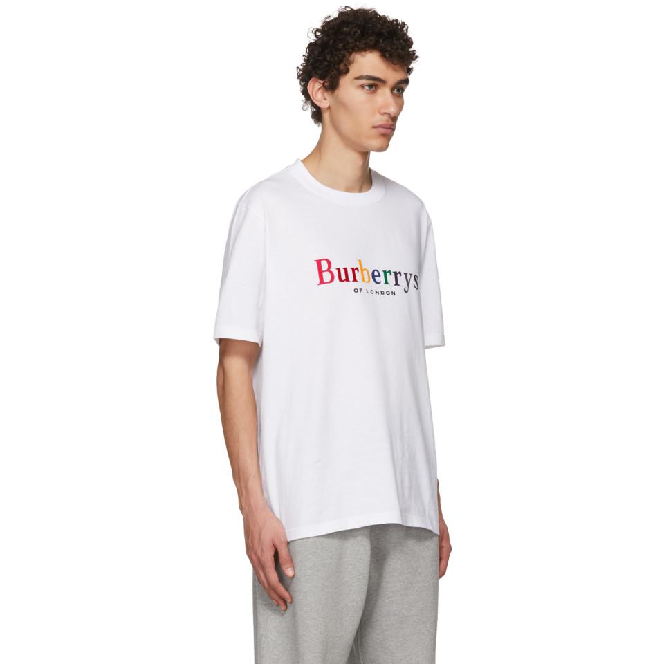 Burberry White Rainbow T-shirt for Men | Lyst