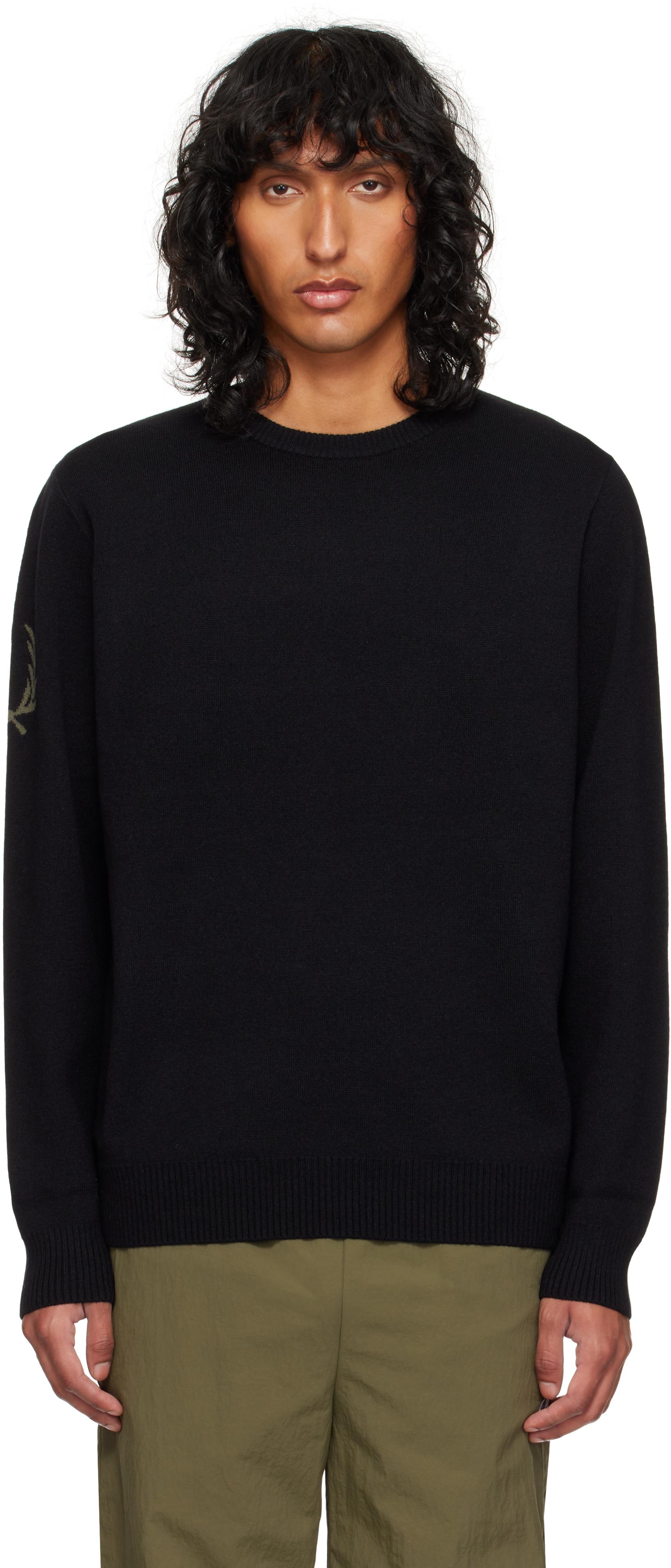 Acne Studios メンズ ブラック クルーネックセーター セーター Acne Studios メンズ ブラック クルーネックセーター セーター
