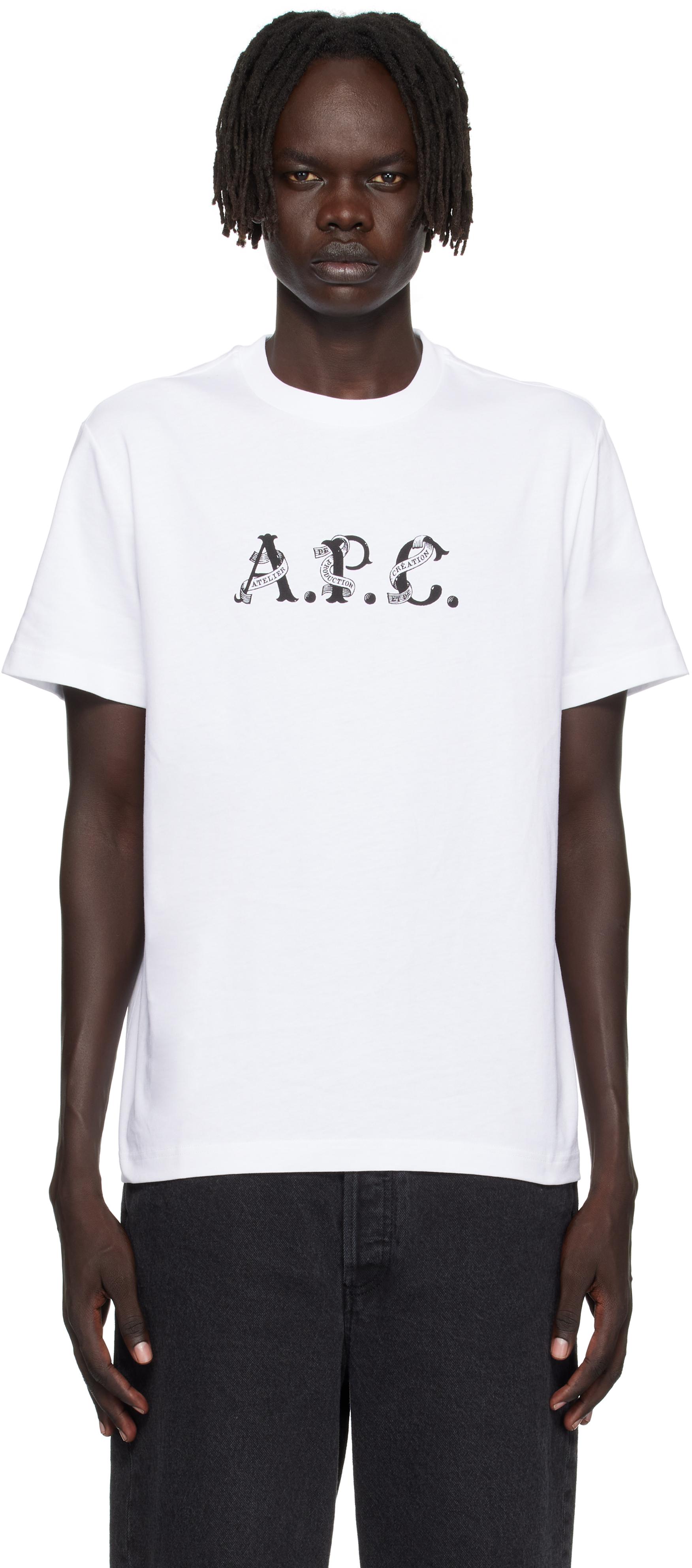 Tシャツ・カットソー A.P.C. Men T-shirt White COGCKM26449 AAB A.P.C. Kyle T-Shirt in White | SVD USA