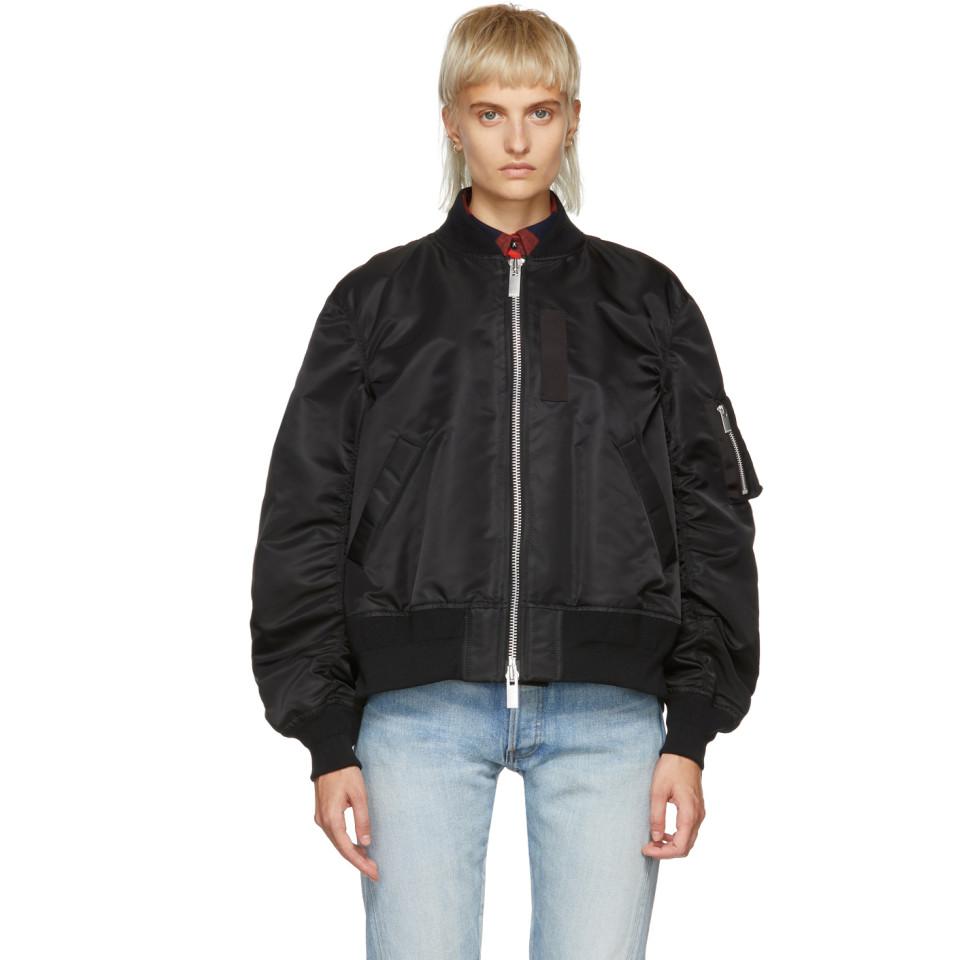 Sacai Black Ma-1 Blouson Bomber Jacket | Lyst