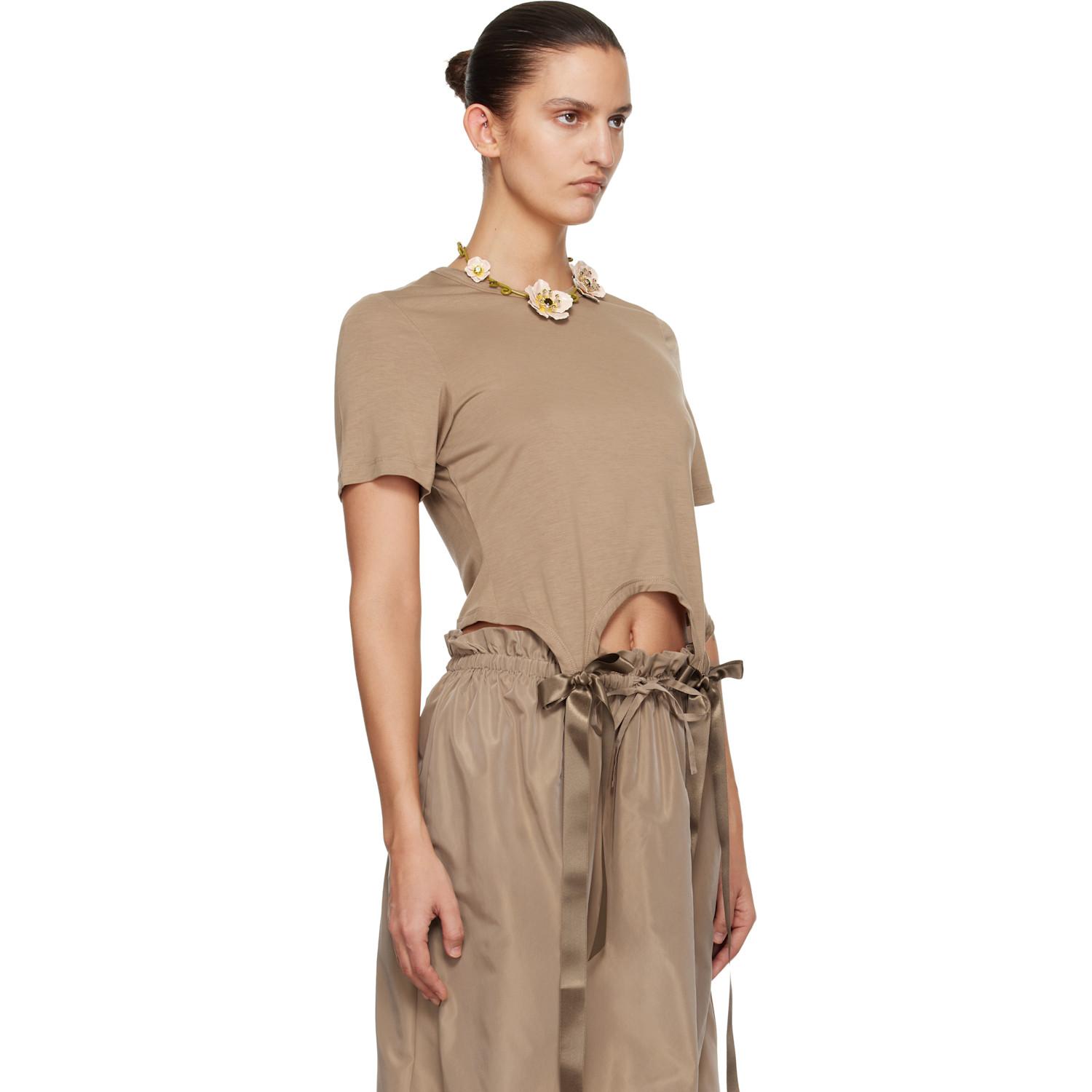 Simone Rocha Tan Bow Tail Easy T-Shirt in Brown | Lyst UK