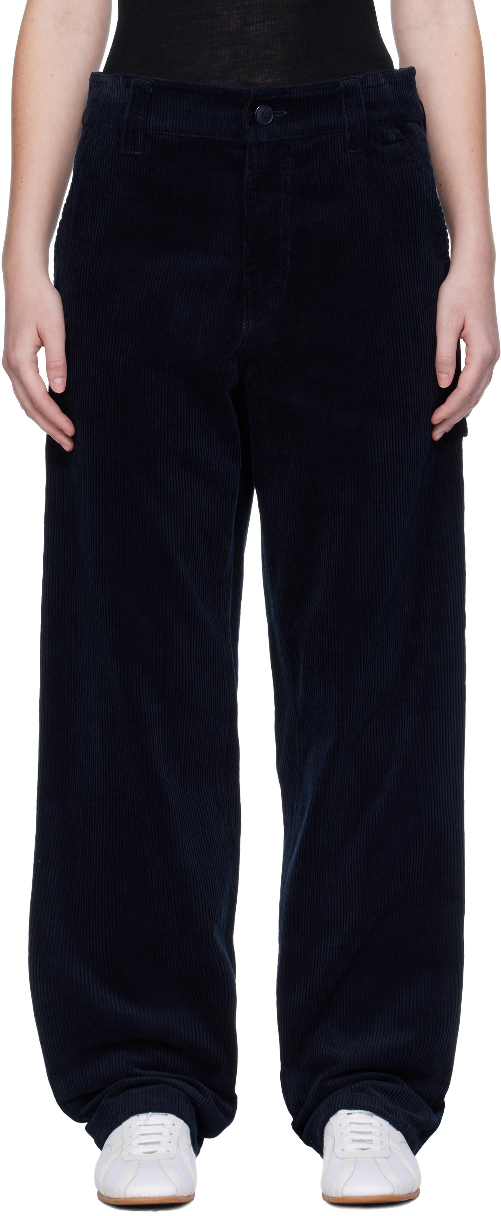 パンツ A.P.C. Women Straight Pants PSAIZ F08462IAK Navy Straight trousers for women, high wasted pants | A.P.C.