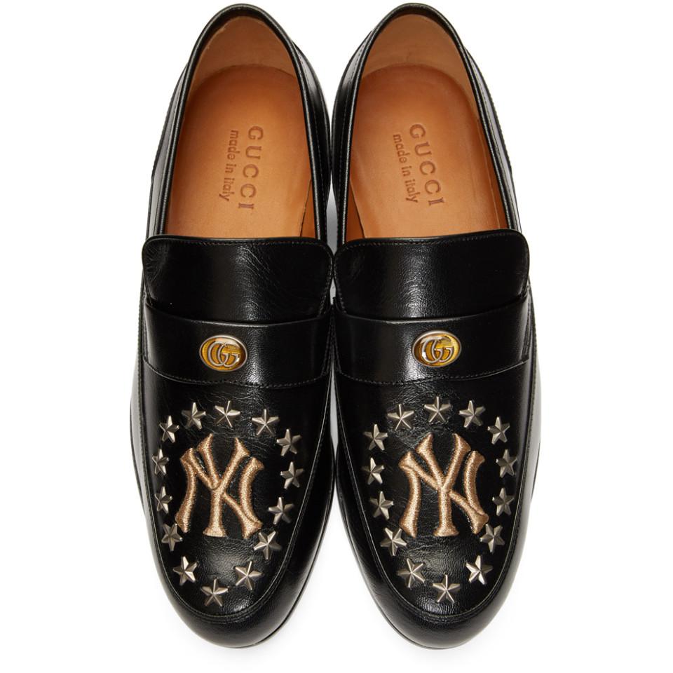 Gucci Black Ny Yankees Edition High Loomis Loafers for Men