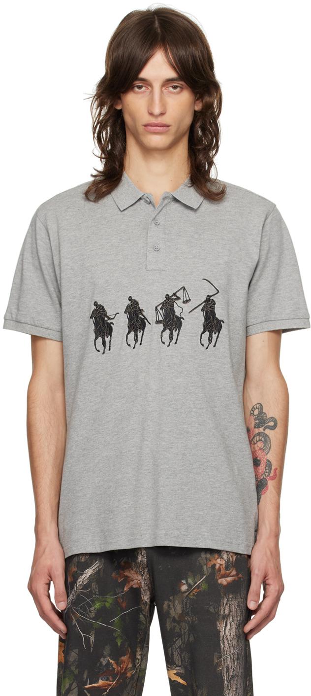 PRAYING Embroidered Horsemen Polo in Black for Men | Lyst