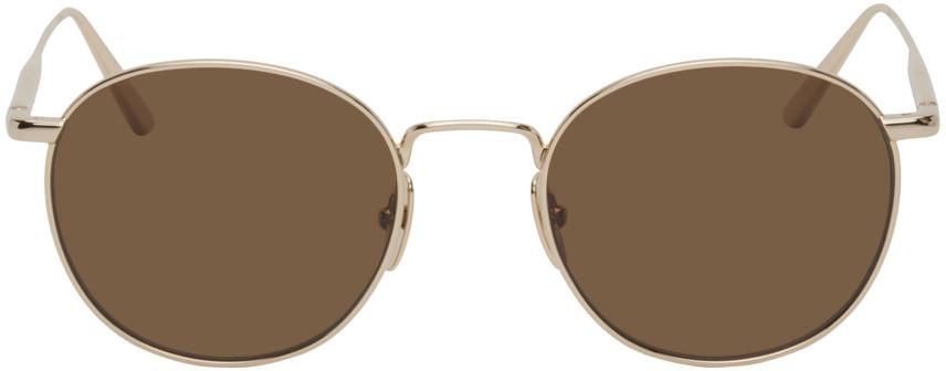 Chimi Gold Metal Round Sunglasses in Brown | Lyst