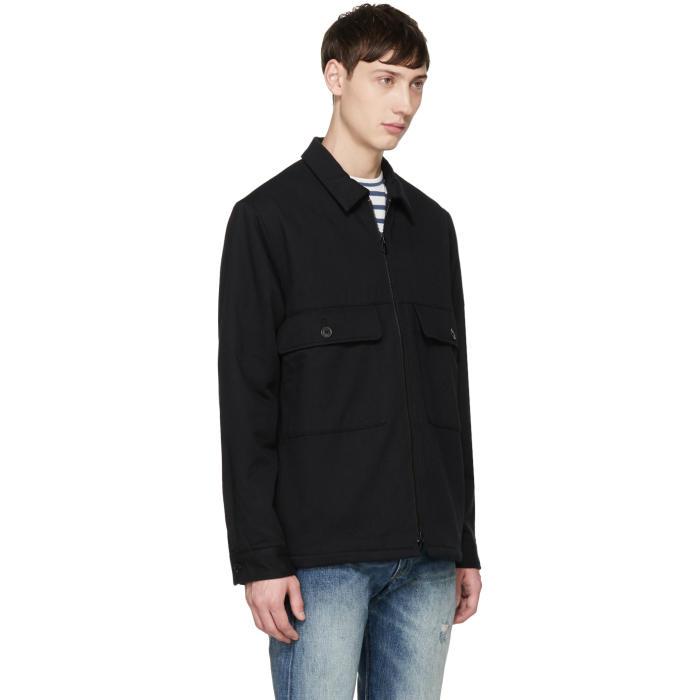 Cotton Black Zipped Overshirt for Men 