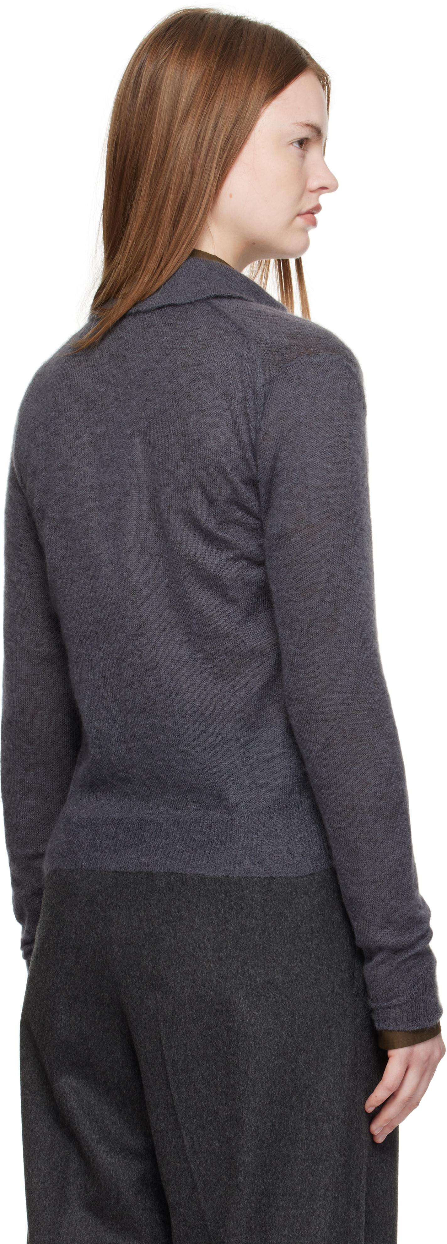 AURALEE Kid Mohair Sheer Knit Shirt Cardigan in Black | Lyst