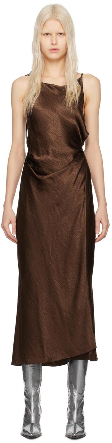 Acne Studios Brown Bias-cut Maxi Dress in Black Lyst UK