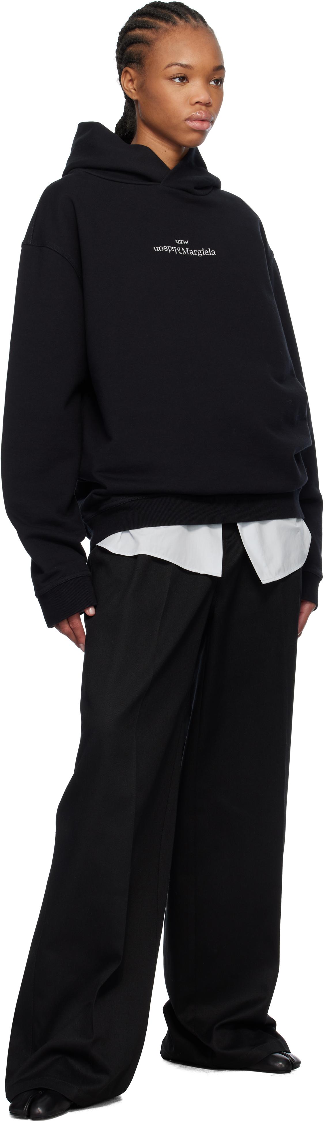 Maison Margiela Distorted Logo Hoodie in Black | Lyst