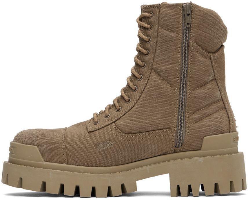 Balenciaga Beige Combat Strike Boots in Brown for Men | Lyst