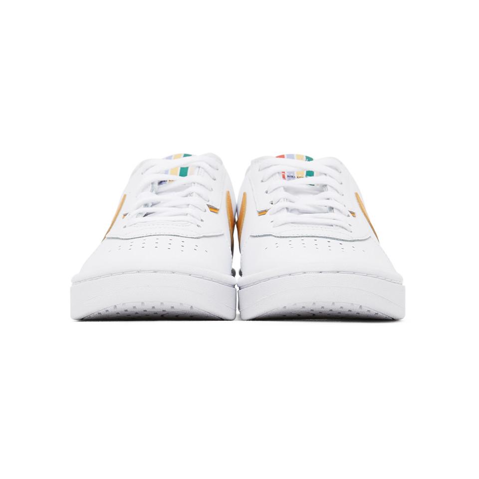 Nike White And Yellow Leather Court Blanc Sneakers | Lyst