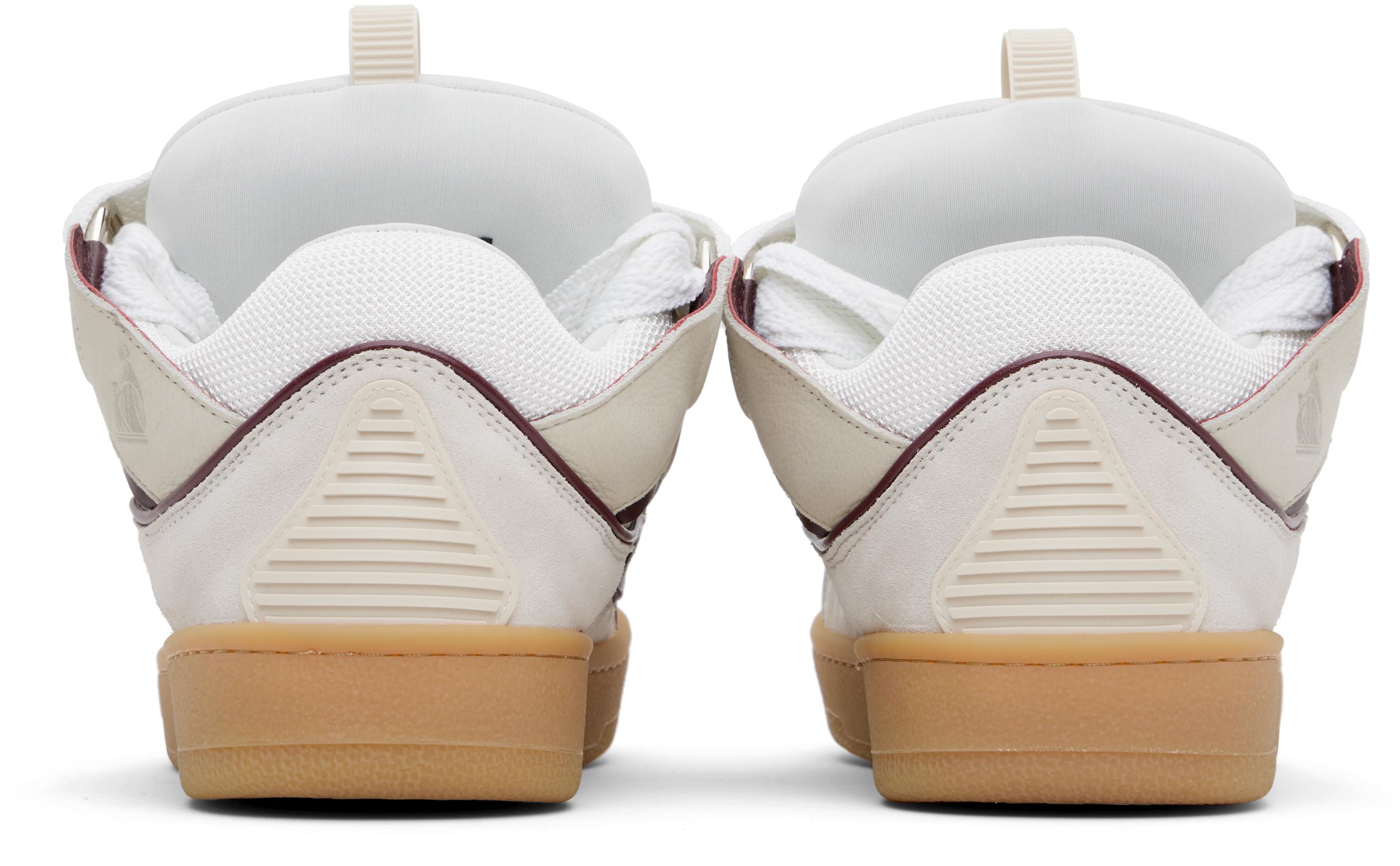 【関税込み】Lanvin SSENSE限定 ベージュ Curb レザースニーカー Lanvin SSENSE Exclusive Beige & Yellow Curb Sneakers Lanvin