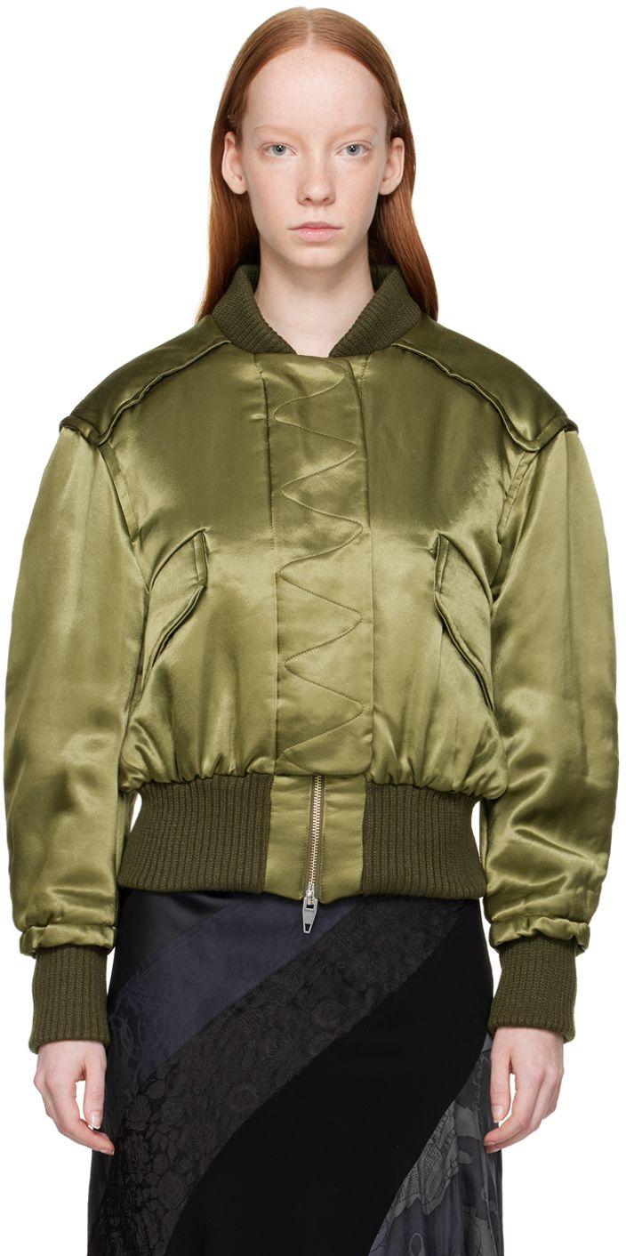 PERVERZE Flight Bomber Jacket in Green | Lyst