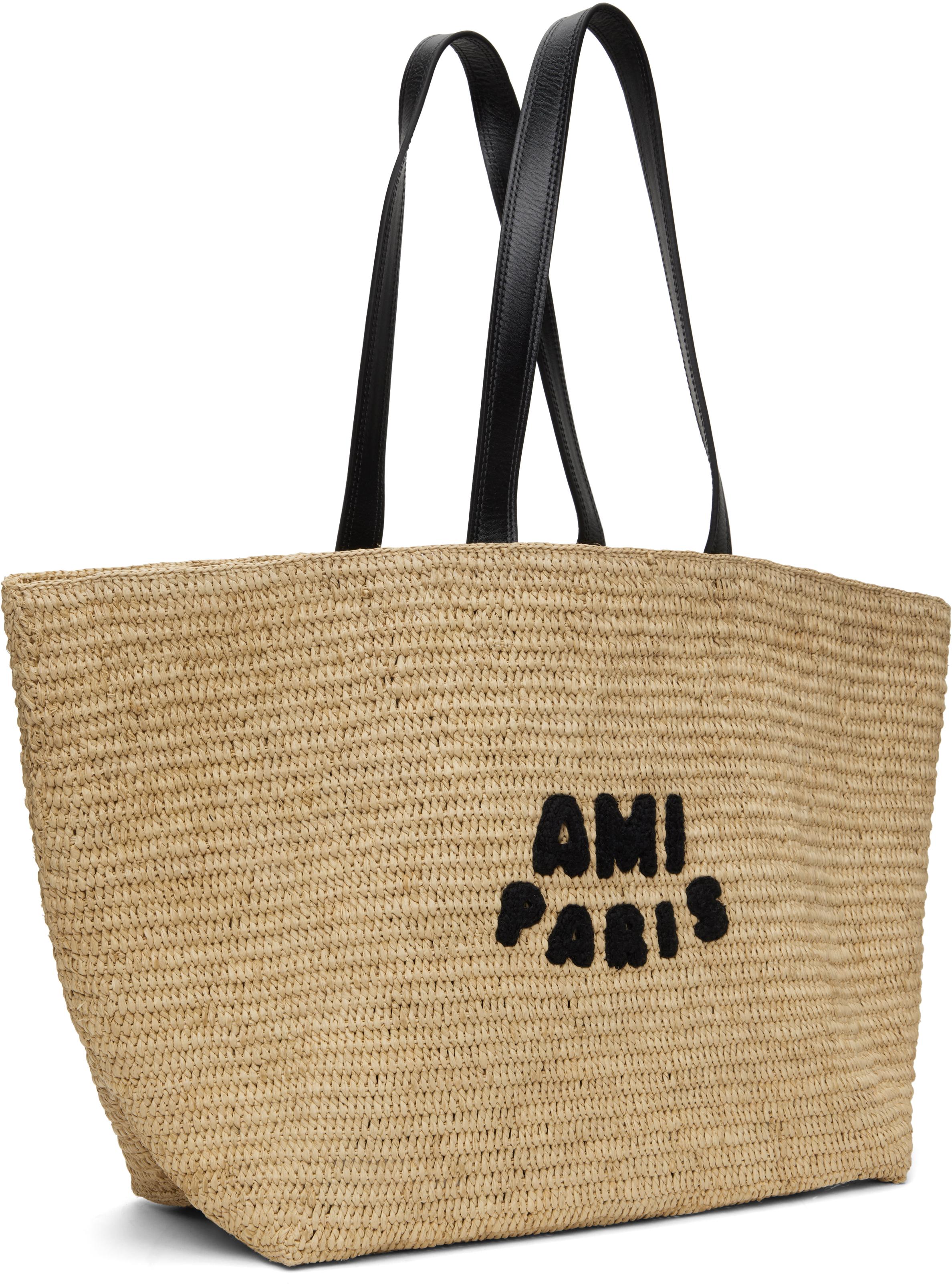 AMI PARIS  ナチュラルラフィア トートバッグ  関税送料込 ベージュ ナチュラルラフィア AMI Paris トートバッグ