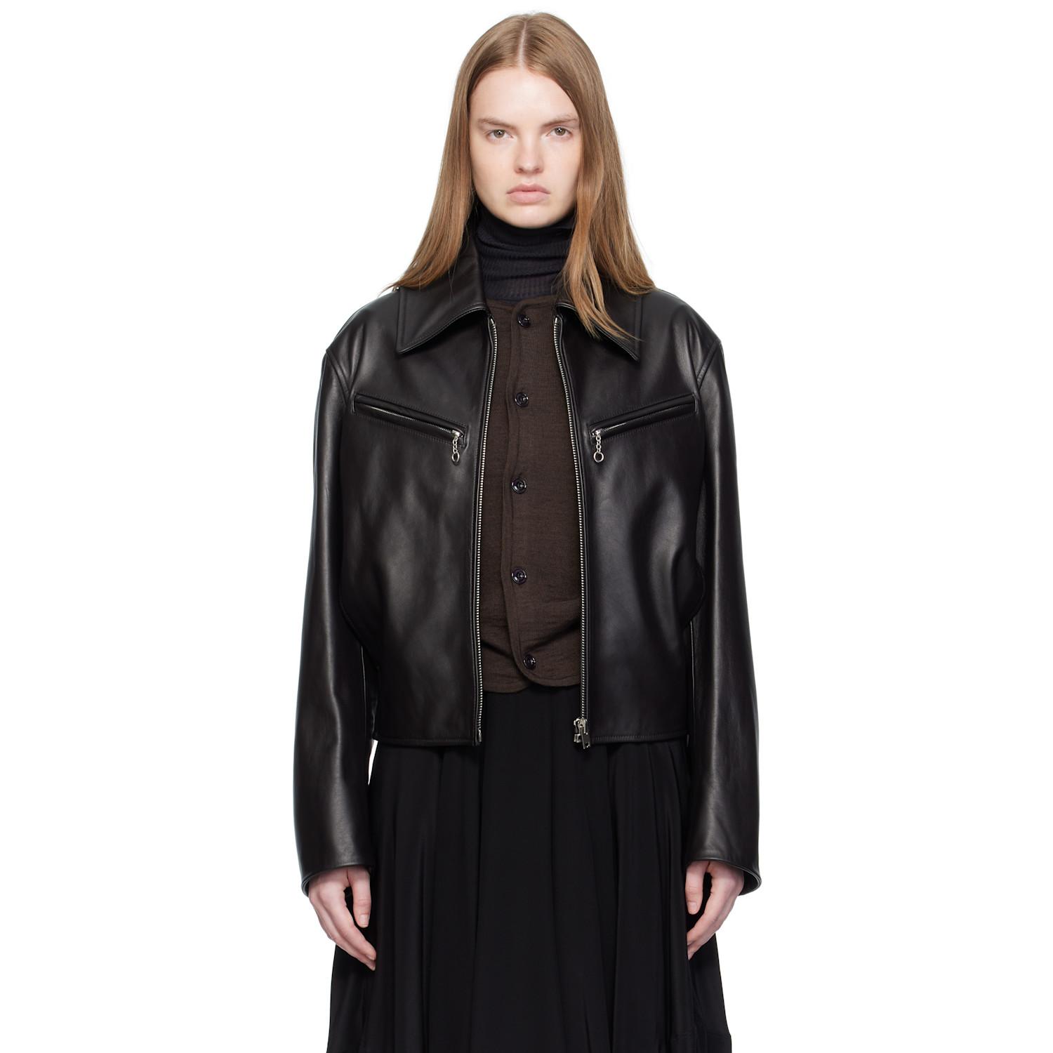 Lemaire Boxy Leather Blouson Jacket in Black | Lyst