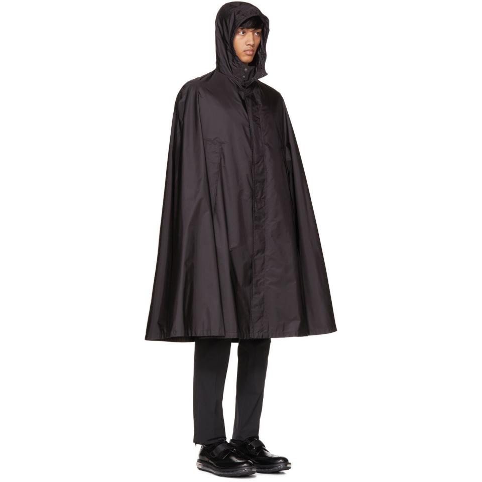 Prada Synthetic Black Waterproof Nylon Cape Coat for Men - Lyst