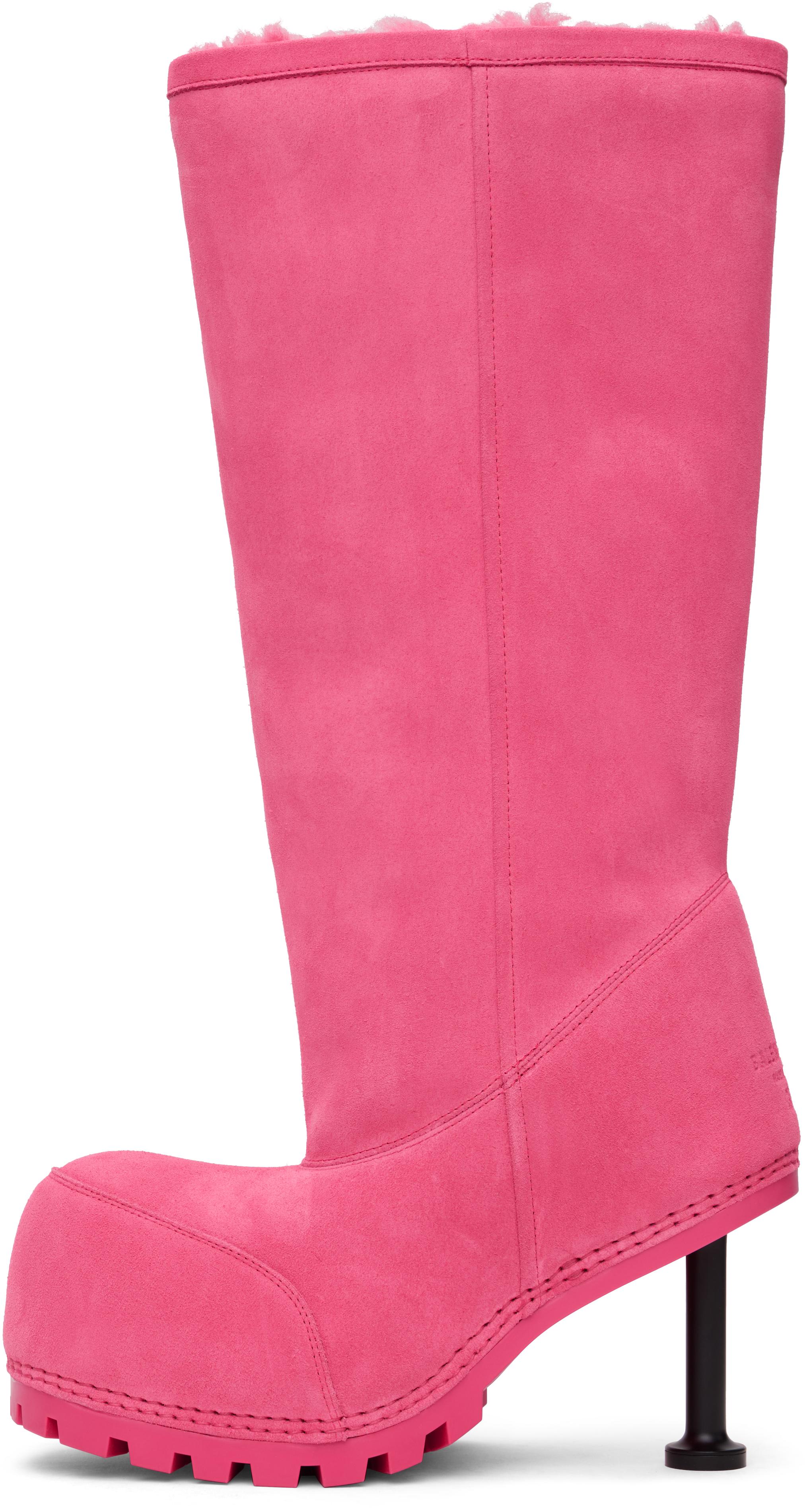 Balenciaga Alaska Fur Tall Boots in Pink Lyst