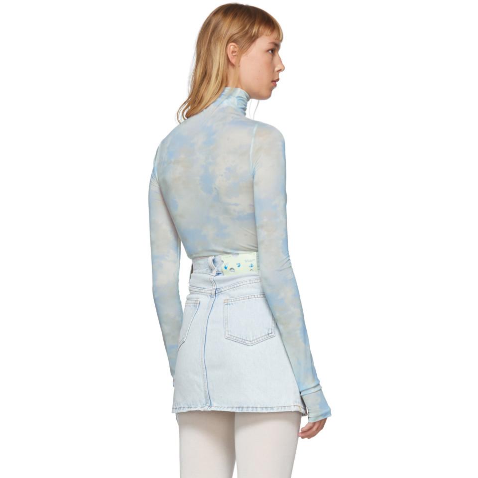 Blue Tie-dye Turtleneck Bodysuit | Lyst