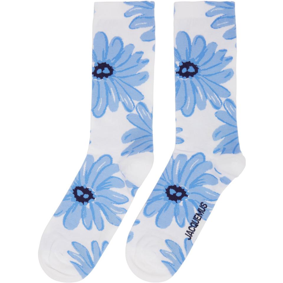 Jacquemus Cotton White And Blue Les Chaussettes Fleurs Socks for Men | Lyst