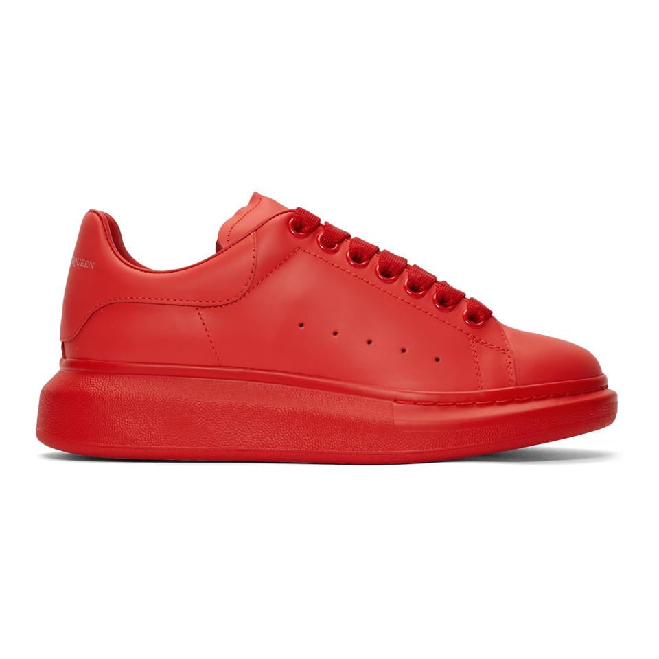 Alexander McQueen Leather Red Oversized Sneakers for Men | Lyst UK