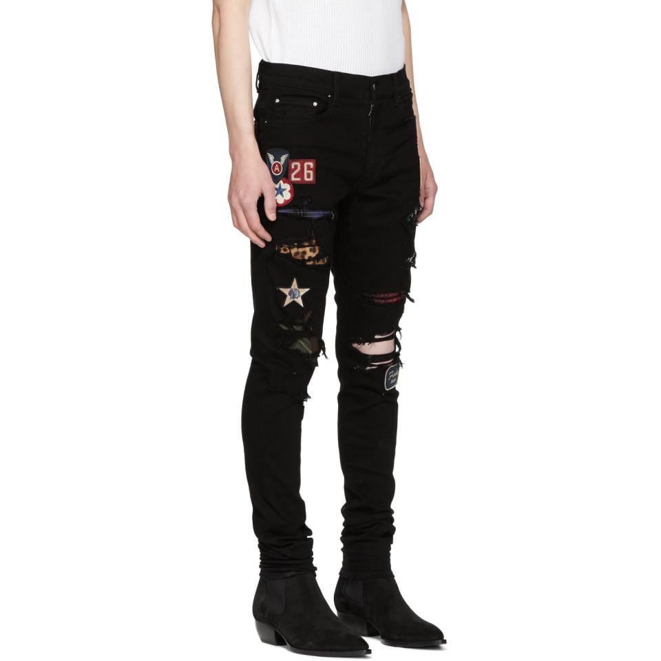 amiri black patch jeans