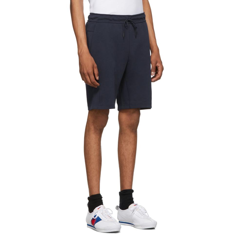 Nike Navy Tech Fleece Shorts in Blue 